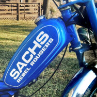 Reproduction Sachs Suburban tank decal with custom Rebel Rousers addition. Photo courtesy of William Ludwig.