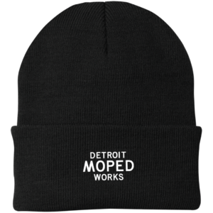 Stylish Detroit Moped Works knit cap in assorted colors