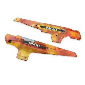 Puch Maxi Plastic Side Cover Set-Red and Orange (Used)