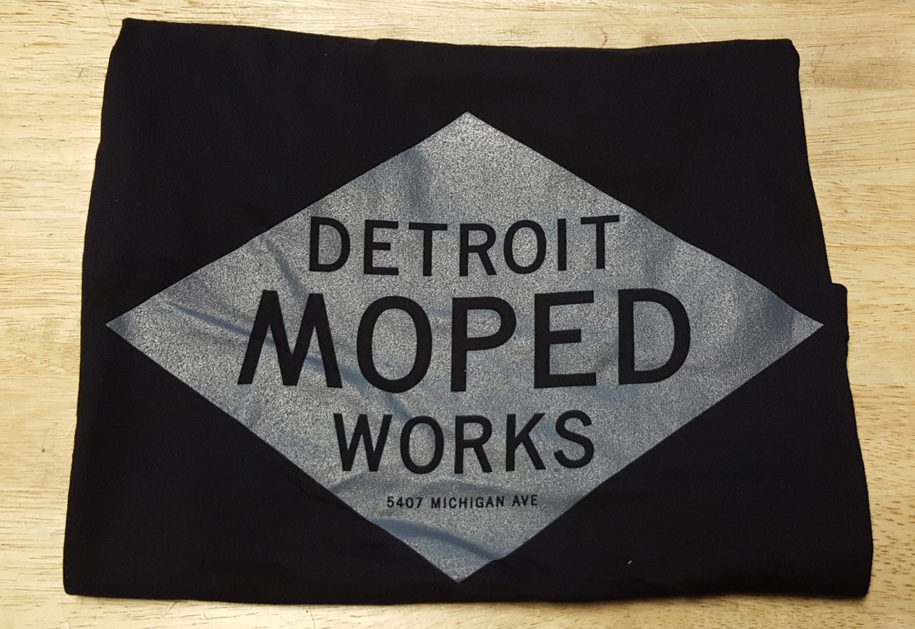 Gray on Black Detroit Moped Works Diamond Print T-Shirts! — Detroit ...