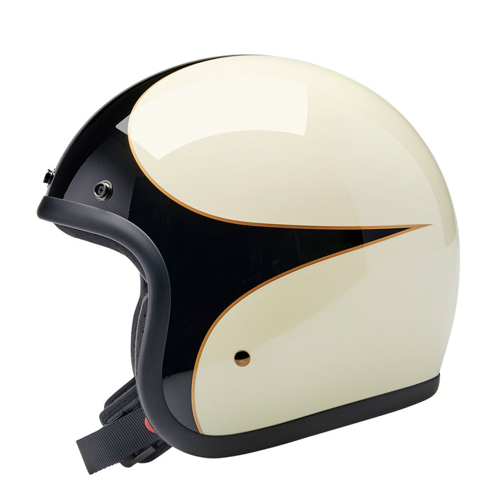 BILTWELL BONANZA HELMET – SCALLOP GLOSS VINTAGE WHITE / GLOSS BLACK