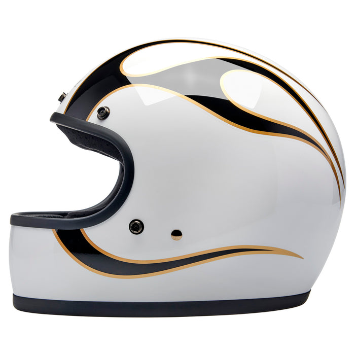 Biltwell Gringo – Gloss White / Black Flames – ECE Helmet